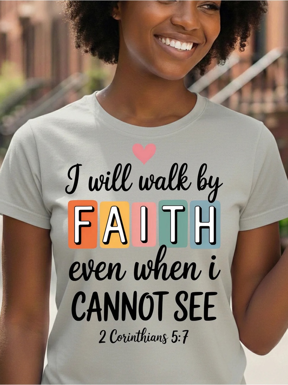 Faith Graphic Tee - Pastel Block Letters